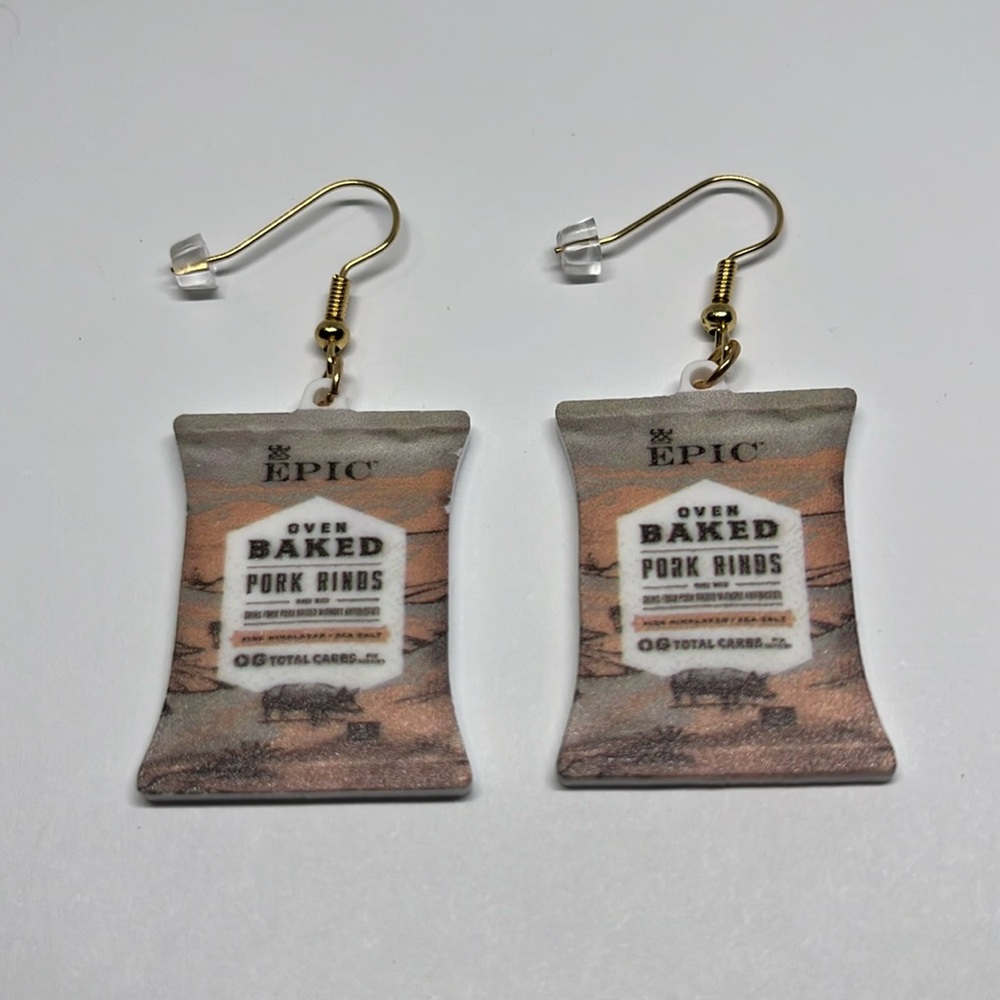 Earrings pork rinds snacks